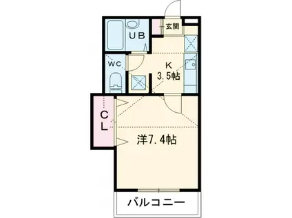 ソルクレスト北烏山(1K/2階)の間取り写真