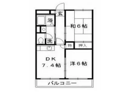 エムロードマンション(2DK/2階)の間取り写真