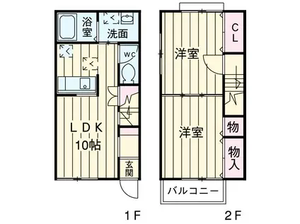 ねこのしっぽA(2LDK)の間取り写真