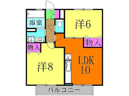 リッツハウスⅡ(2LDK/2階)の間取り写真