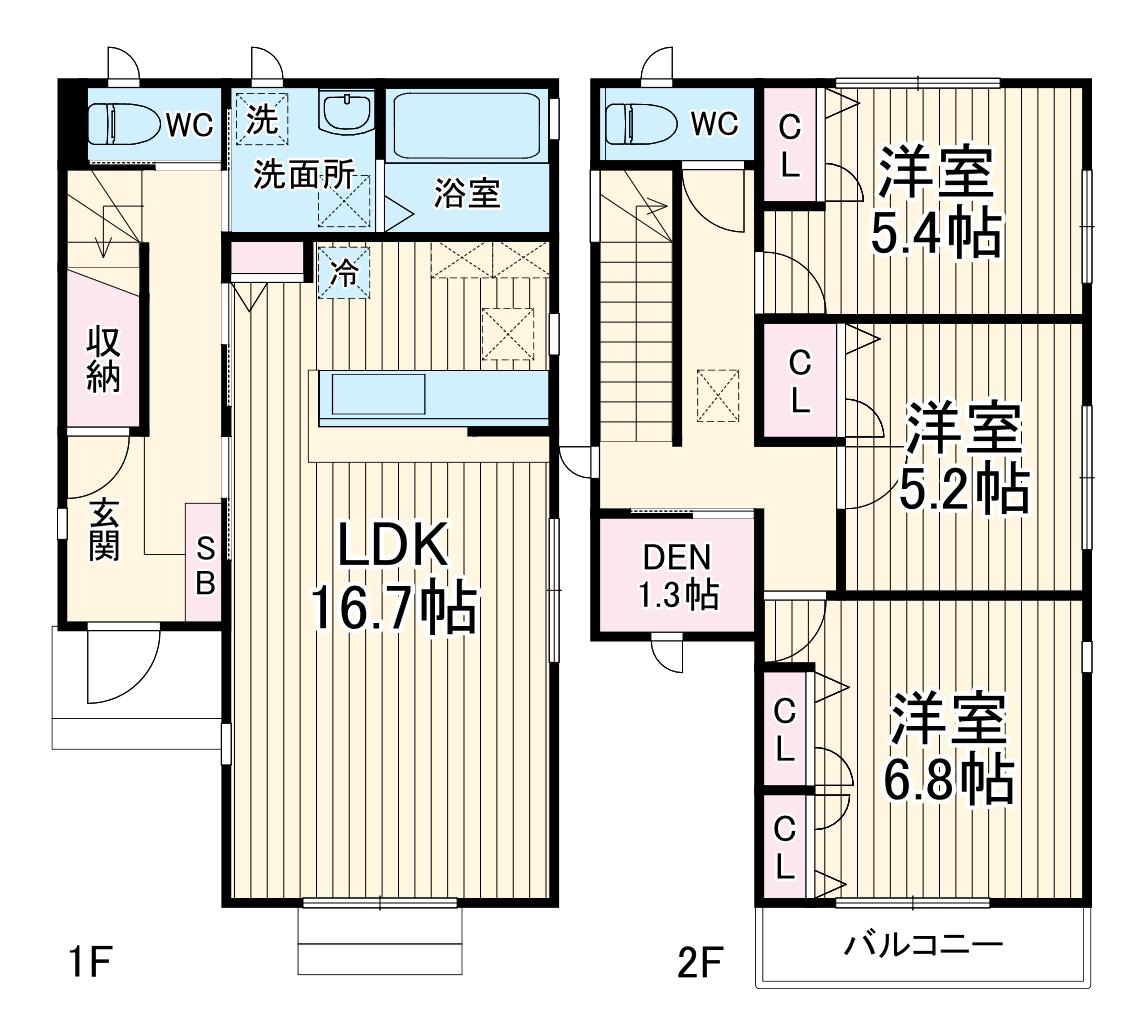 名古屋市東山線 一社駅 徒歩20分 2階建 築13年(3SLDK)の間取り写真