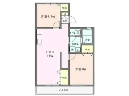 オリス鴻巣A(2LDK/2階)の間取り写真