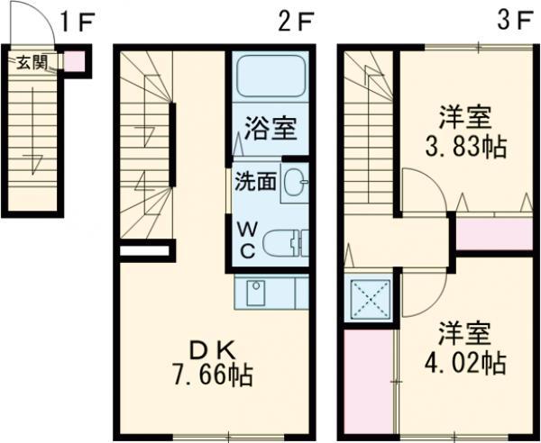 ソルナクレイシア平和台(2DK)の間取り写真