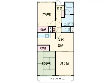 ルミエール新宿(3DK/2階)の間取り写真