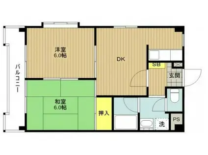 シャルマン・ヴィ(2DK/1階)の間取り写真