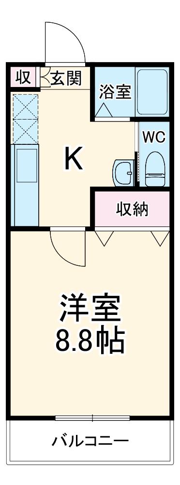 ウエストガーデンⅡ(1K/2階)の間取り写真