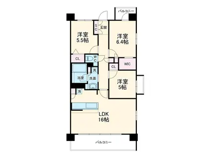 アデグランツ藤が丘(3SLDK/3階)の間取り写真