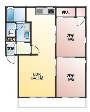メゾン朝日(2LDK/1階)の間取り写真