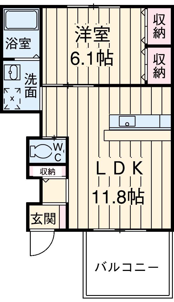 ネオ・クレストA(1LDK/1階)の間取り写真