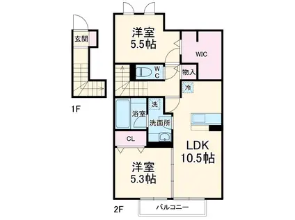 ラ・フォート文教台(2SDK/2階)の間取り写真