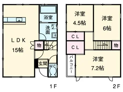 高崎線 上尾駅 徒歩7分 2階建 築12年(3LDK)の間取り写真