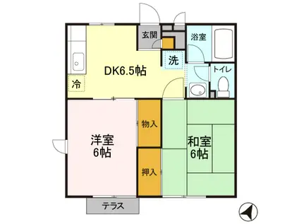尾山台ハイツ1号棟(2DK/1階)の間取り写真