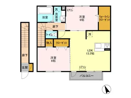 レジデンスⅢ(2LDK/2階)の間取り写真