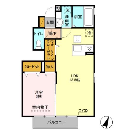 セジュール小松Ⅱ(1LDK/1階)の間取り写真