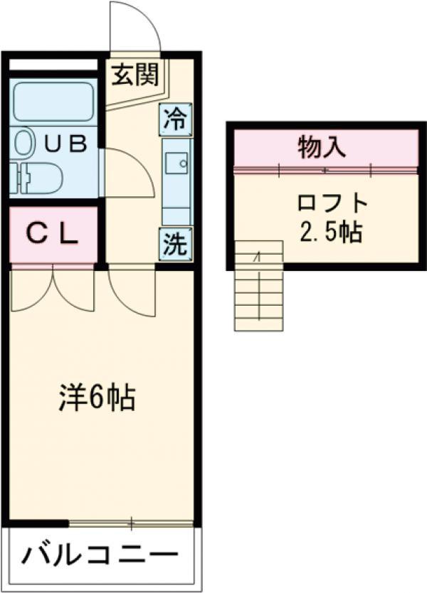 あかるハイム19(1K/2階)の間取り写真