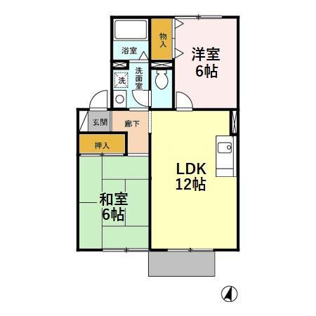 ベルタウン(2LDK/1階)の間取り写真