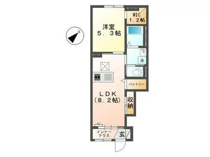 ラルーチェ(1LDK/1階)の間取り写真