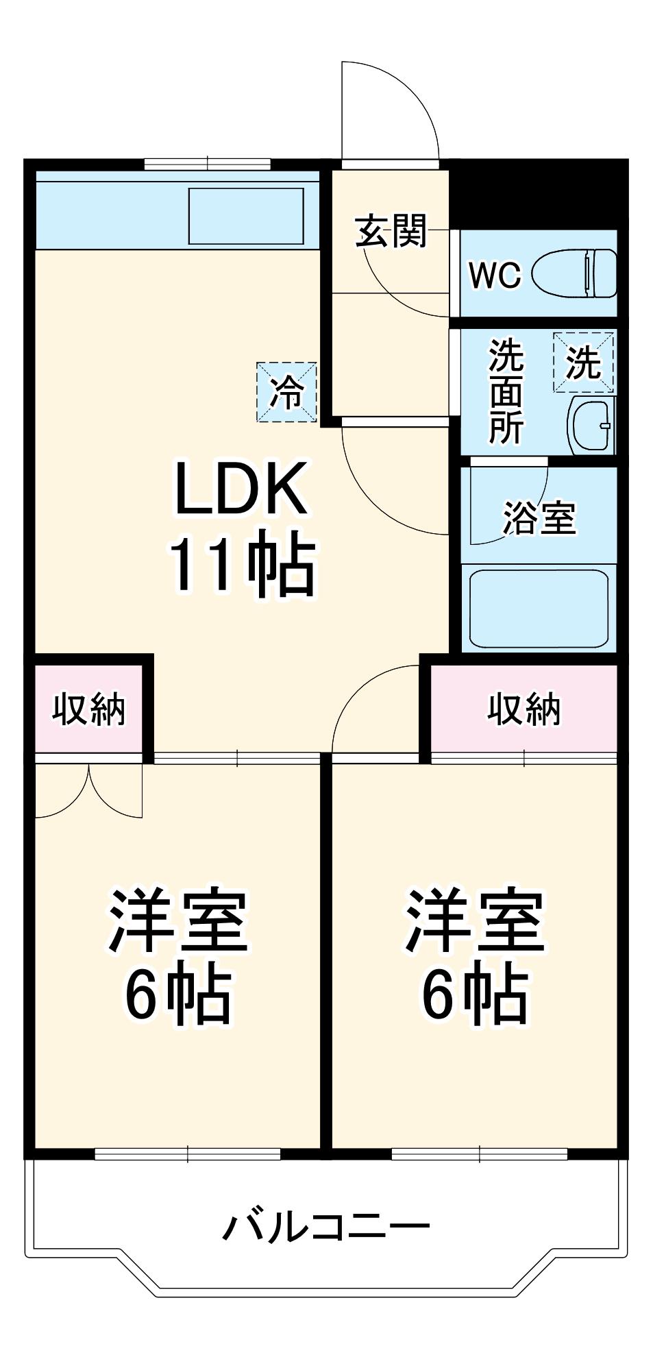 サンパレスCA田中(2LDK/地下階)の間取り写真