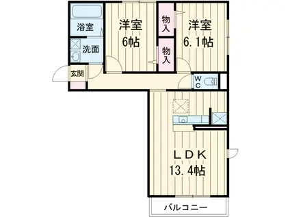 エスポワールIII(2LDK/1階)の間取り写真