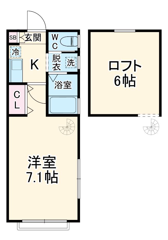 ルミノッソⅡ(1K/1階)の間取り写真