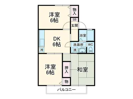 メゾンセジュールⅡ(3DK/1階)の間取り写真