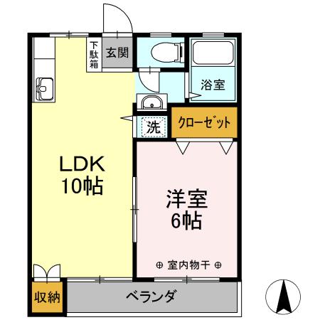 光マンション(1LDK/3階)の間取り写真