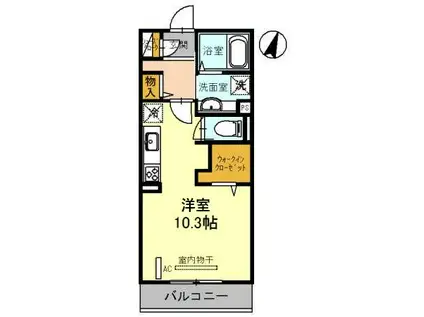 メテオール(ワンルーム/2階)の間取り写真