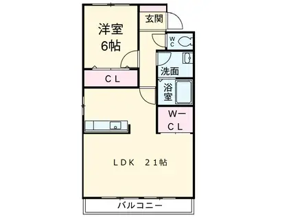 キャッスル東栄A棟(1LDK/2階)の間取り写真