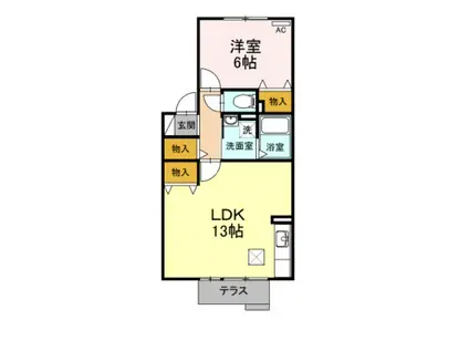 フローラパセオ(1LDK/1階)の間取り写真