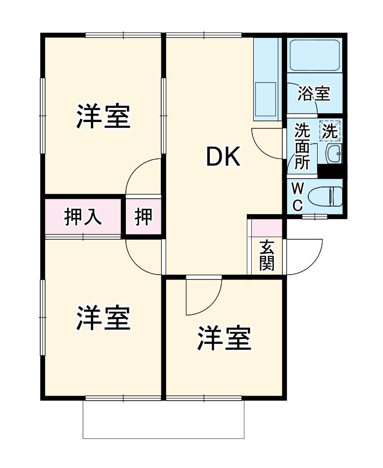 シャンベール浪花(3DK/2階)の間取り写真