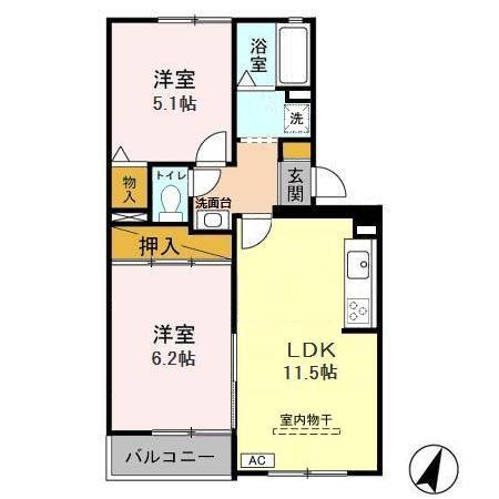 ベルウッド弐番館(2LDK/3階)の間取り写真