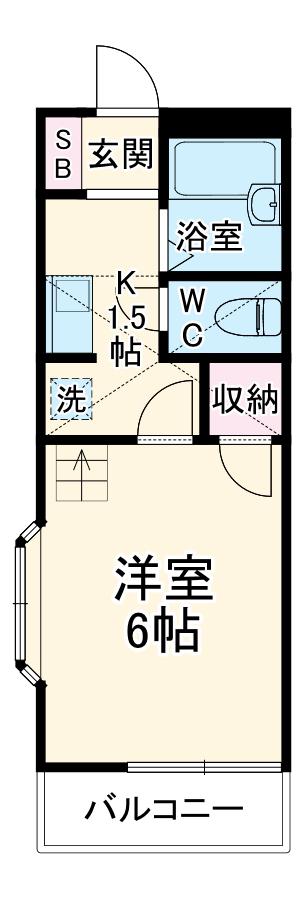 ハイツエノサワB棟(1K/2階)の間取り写真
