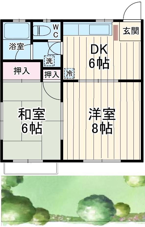 サンパレス八千代台6番館(2DK/1階)の間取り写真