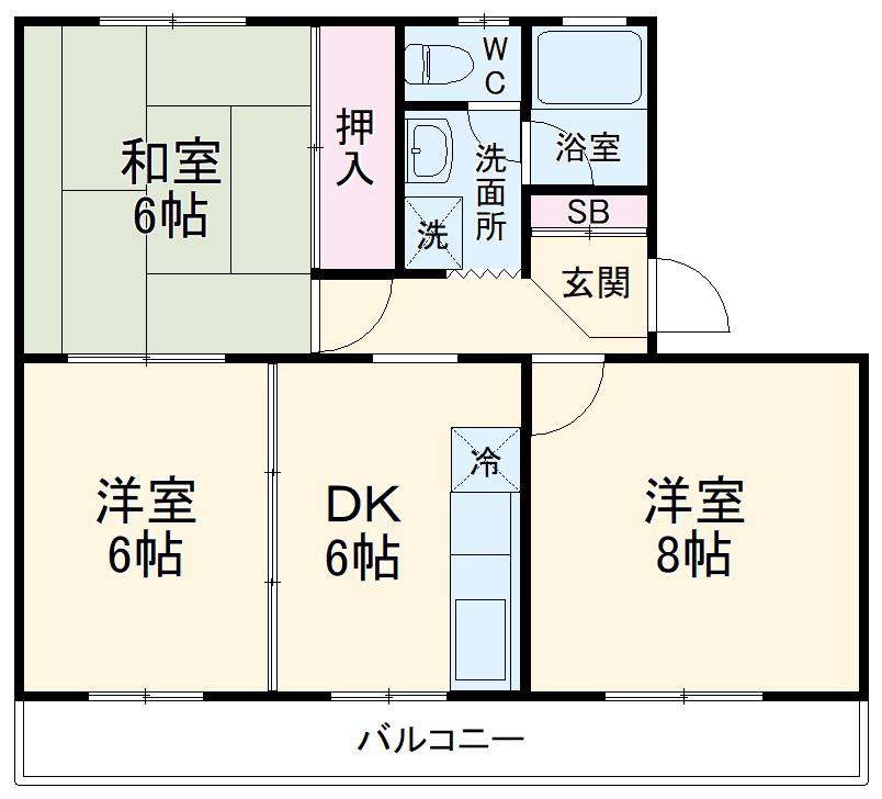 ストークマンションⅠ(3DK/1階)の間取り写真