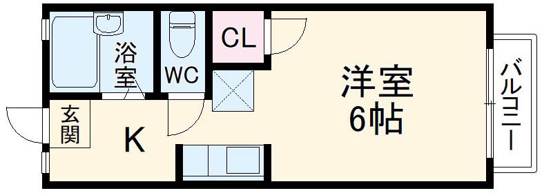 シャンロック(1K/2階)の間取り写真