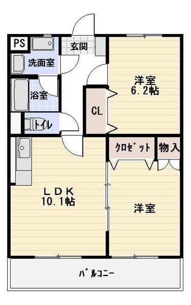 ベルクA(2LDK/1階)の間取り写真