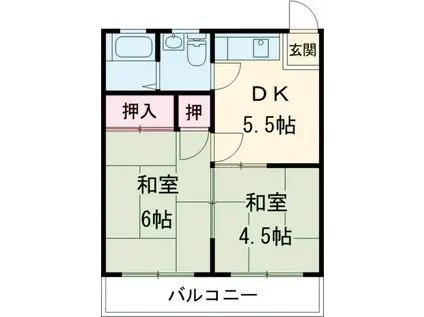 第三御殿山荘(2DK/2階)の間取り写真