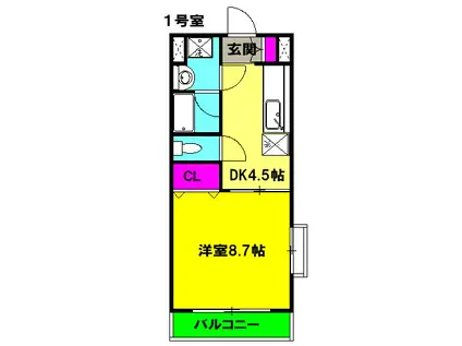 東海道本線 藤枝駅 バス乗車時間:35分 遠州神戸バス停で下車 徒歩3分 3階建 築24年(1DK/2階)の間取り写真