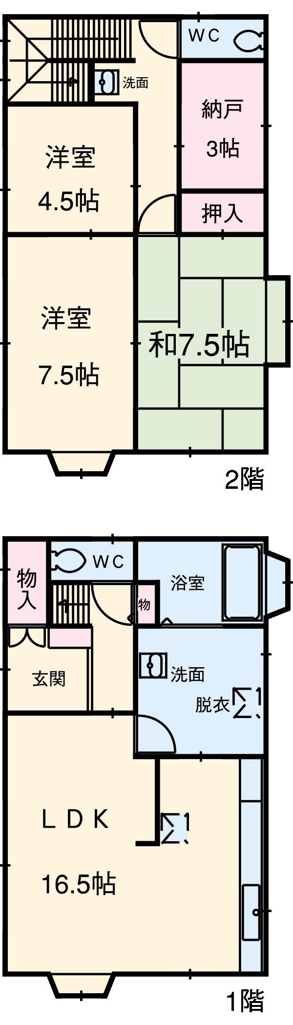 東海道本線 藤枝駅 徒歩30分 2階建 築28年(3SLDK)の間取り写真