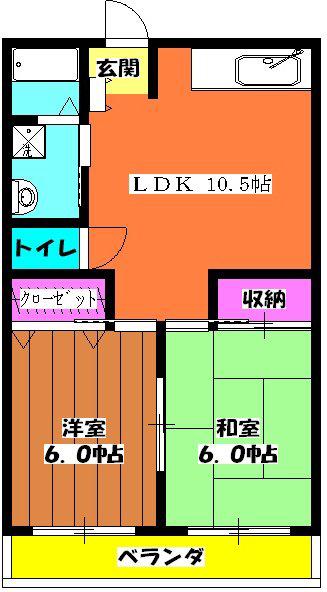 ひだまり(2LDK/1階)の間取り写真