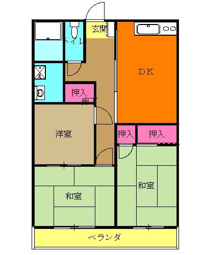 ひだまり(3DK/2階)の間取り写真