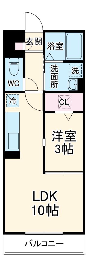 ヴェルドミールⅠ(1LDK/3階)の間取り写真
