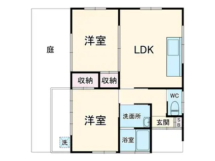 東海道本線 西焼津駅 徒歩41分 1階建 築44年(2LDK)の間取り写真