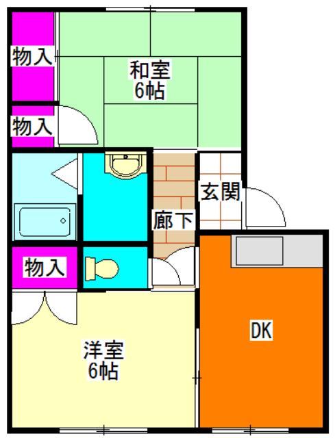 フレグランスTANAKA(2DK/2階)の間取り写真