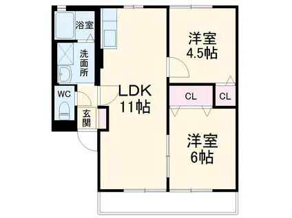 COSMOSⅡ(2LDK/2階)の間取り写真