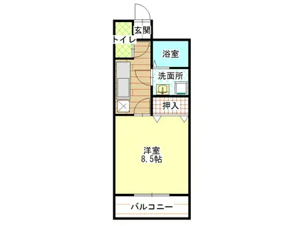 ヴェルデフォーユーⅢ(1K/2階)の間取り写真