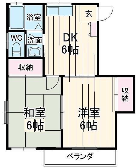 八千代クロッカス(2DK/1階)の間取り写真