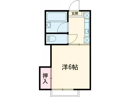 武蔵野ホームランドハイツ(ワンルーム/1階)の間取り写真