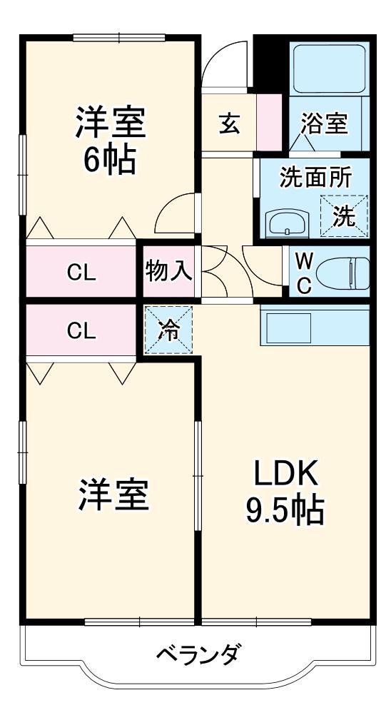 メゾンラフィーネ(2LDK/2階)の間取り写真