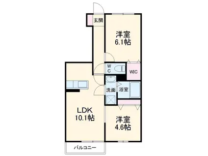 アニマート東町(2LDK/1階)の間取り写真